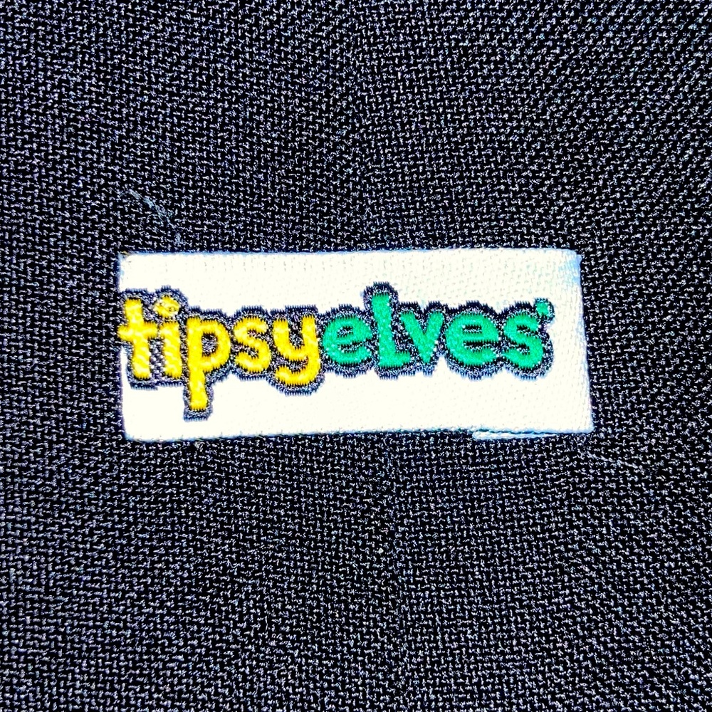 🍾🧝TIPSY ELVES🧝🍾 NECK TIE 100% polyester BLACK🌟LIKE-NEW NEVER WORN🌟